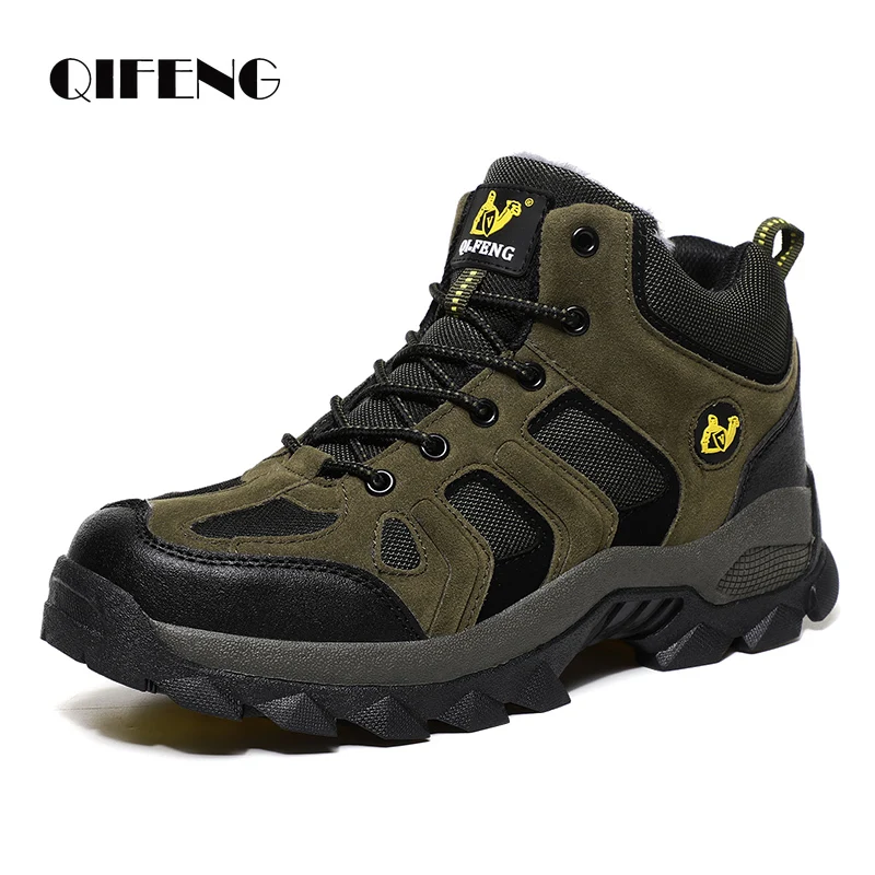 Large Size Outdoor Ankle Boots Men Snow Boots Fashion Lace Up Casual Sneakers Leather Winter Cowboy Footwear Hiking Shoes Spring