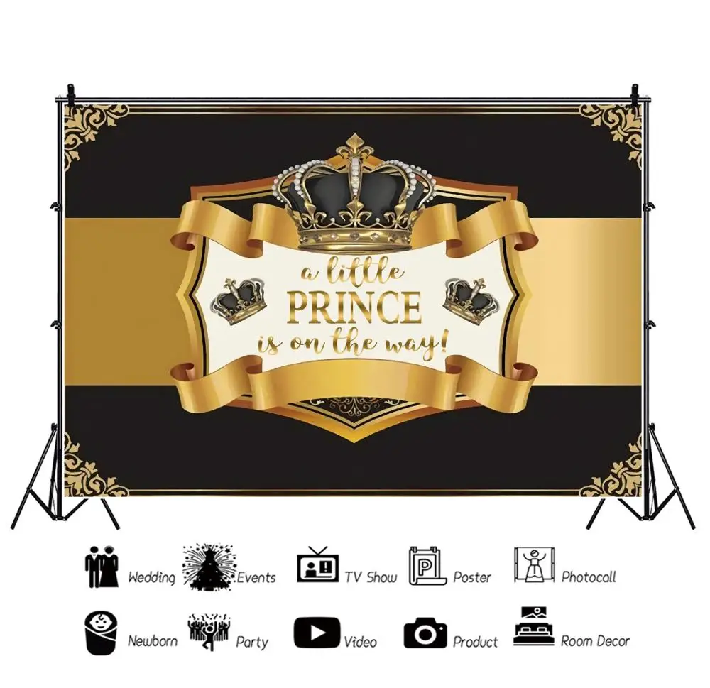 Yeele استحمام الطفل صورة المتصل الأمير تاج الذهب الأسود التصوير خلفية التصوير الديكور الخلفيات ل استوديو الصور