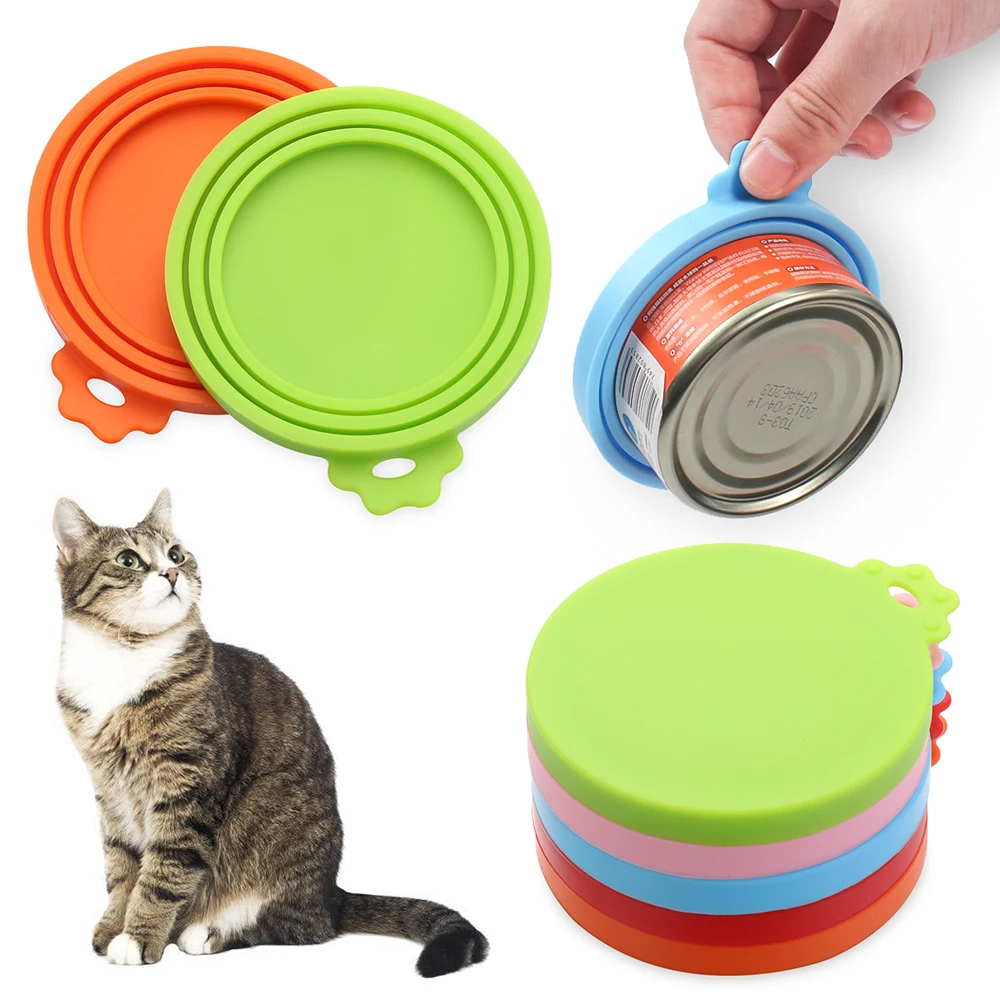 3In1 Reusable Silicone Canned Lid Sealed Feeder Food Tin Box Cover Lid for Dog Cat Storage Top Cap Keep Fresh Pet Kitchen Supply