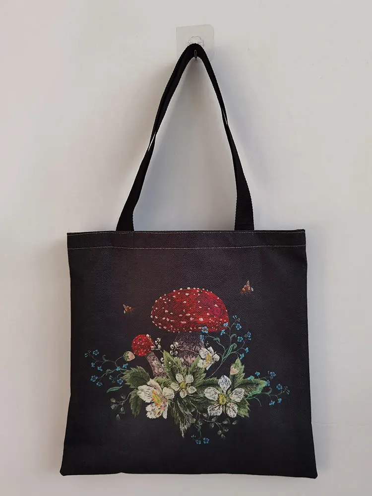 Creativity Personality Plant Mushroom Shoulder Bag Art Refreshing Floral Tote Bag Eco Protection Large Capacity Women Handbag