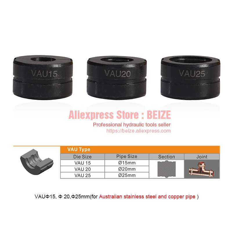 VAU Typ Sterben für Australian Kupfer Armaturen Crimpen Werkzeug GC-1632/CW-1632, Crimpen stirbt 16, 20, 25mm, hydraulische Crimp Backen kit