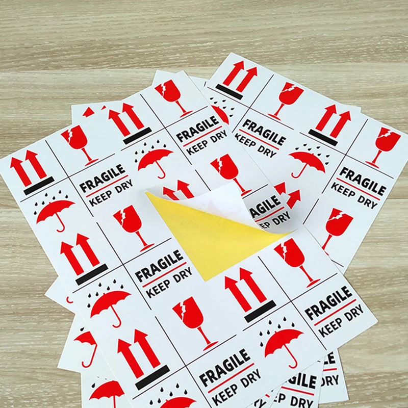 500Pcs Keep Dry Shipping Label Fragile Warning Label Sticker Up and Handle With Care Labels 2 Sizes Express Warning Stickers