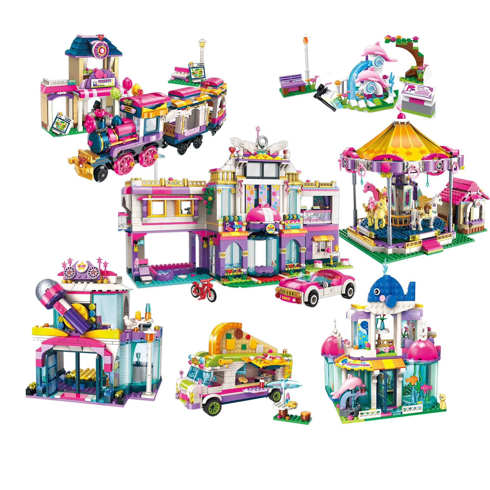 

Building Block Girls Enlighten Cherry Ice Carnival City Town Star Training Center Educational Bricks Toy Girl Gift