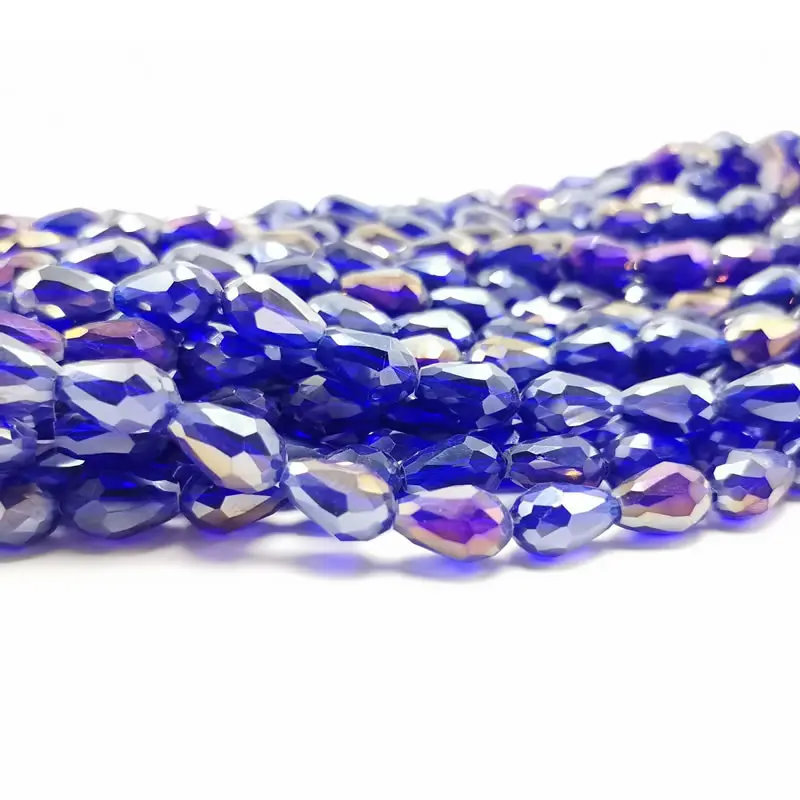 Best Sell Crystal Tear Drop Shape Beads Glass Beads 6X8-10x14MM Loose Spacer Round Beads For Jewelry Making DIY 25 Colors