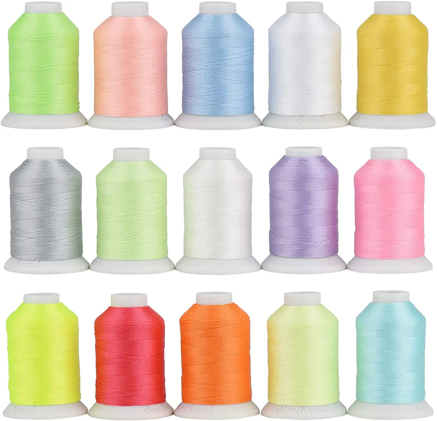 Simthread Glow in the Dark Thread Machine Embroidery Thread 15 Different Colors 550Y Each