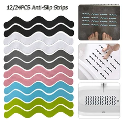 12/24Pcs S Shaped Anti Slip Strips Waterproof Safety Strips Shower Stickers Self-Adhesive Non Slip Tape For Bathtub Stairs Floor