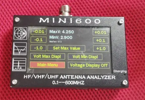 0.1-600MHz HF/VHF/UHF ANT SWR Antenna Analyzer Meter Mini600 + Battery