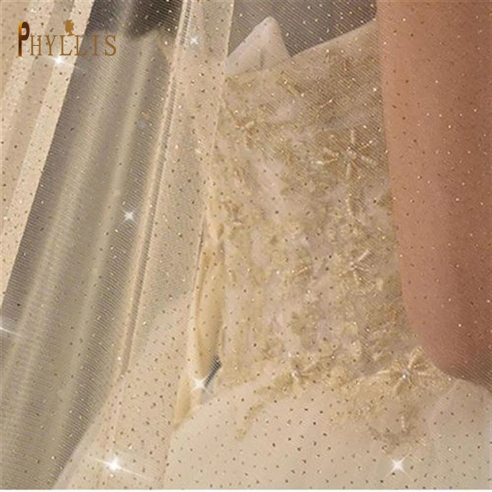 B61 5 Yards Bling Bling Bridal Veils White Champagne Wedding Veil Wedding Accessories 2021 Shiny Sequined Glitter Bridal Veils