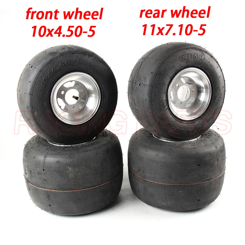 KARTING wheel tire front wheel 10x4.50-5 rear wheel 11x7.10-5 with 5 inch aluminium alloy wheel hub for GO KART ATV UTV Buggy