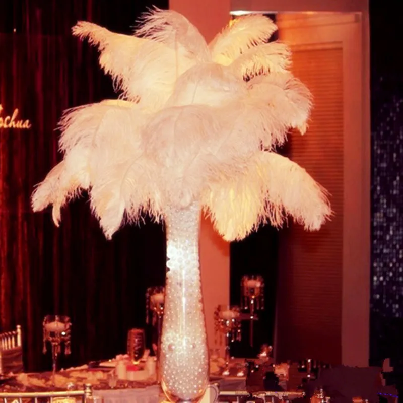 

Free Shipping 100 Pcs/Lot 35-40 CM 14-16 Inches Fluffy White Black Ostrich Plumes Feather Centerpieces Wedding Party DIY Decor