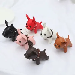 Fashion Punk French Bulldog Keychain PU Leather Dog Keychains for Women Bag Jewelry Trinket Men's Car Key Ring Key Chain Pendant