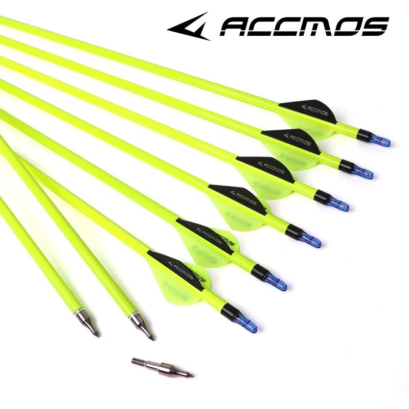 12pc Spine 600 Mixed Carbon Arrow with Yellow and White Color for Recurve Compound Bows Archery Hunting