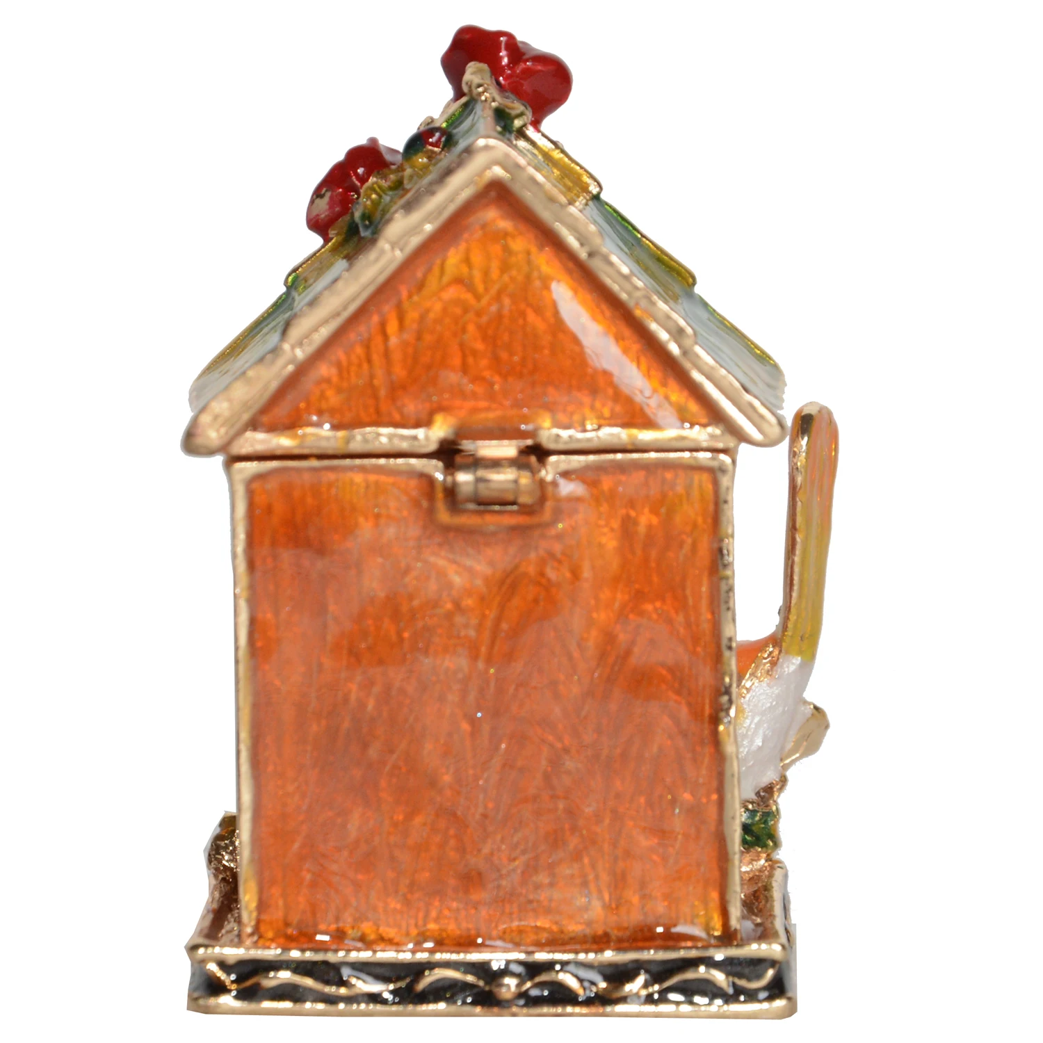 Wren Birdhouse Treasured Trinket Box, Metal Jewelry Holder, Bird Decoration, Tabletop