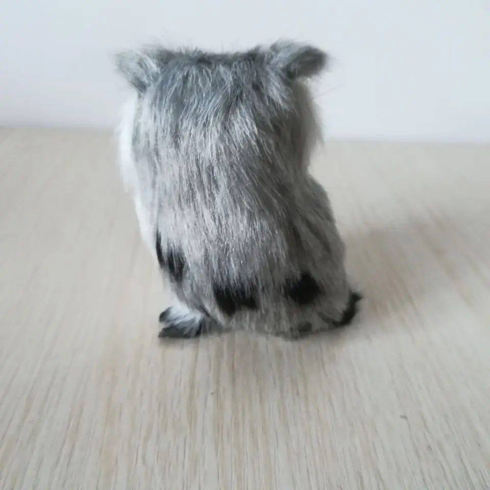 plastic&furs gray owl hard model mini 7x6cm night owl handicraft prop home decoration gift d2960