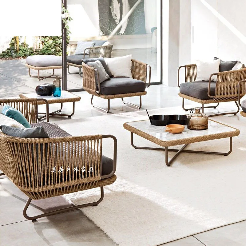 Freizeit Outdoor Rattan Sofa Modell Zimmer Garten Hof Balkon Möbel Nordic Wohnzimmer Stuhl