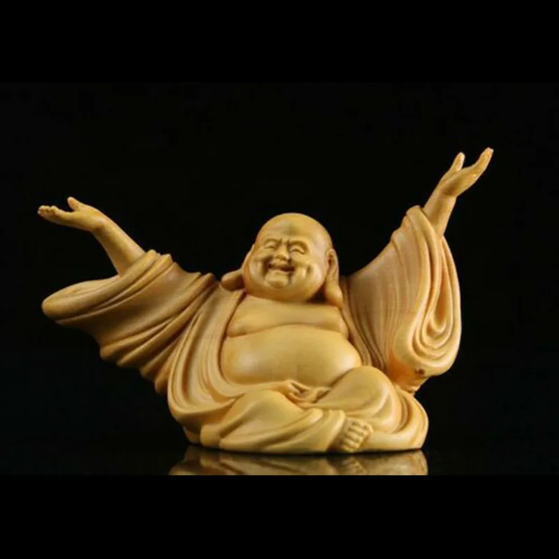 

JP093 - 6X10 CM Hand Carved Boxwood Carving Figurine - Buddha Monk