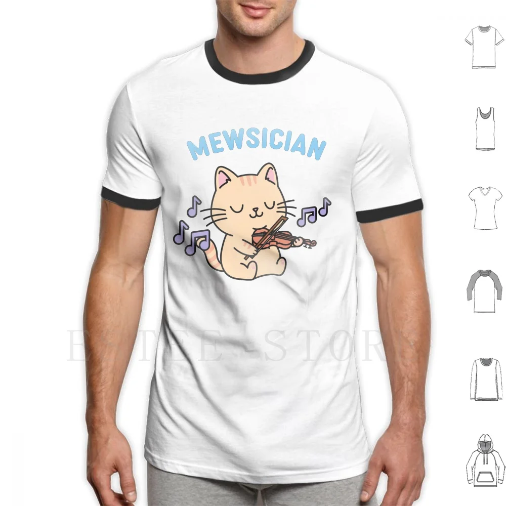 The Mewsician | Cat Playing The Violin T Shirt Cotton Men DIY Print Music Cat Violin Viola Violinist Violist Orch Dork