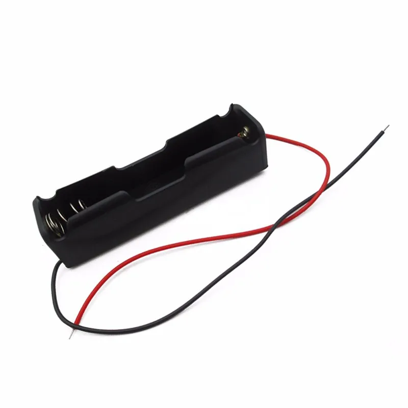 Plastic Shell Battery 1x18650 3.7V Case Holder Case Storage Clip Black  for 1 Piece 18650 Battery With Wire Leads 1/2/5Pcs