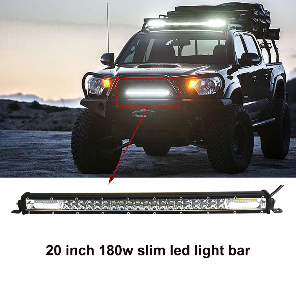 ECAHAYAKU 2-Row 21 inch LED Light Bar Offroad Combo beam 180w slim Led Work Light Bar for Truck Car SUV ATV 4x4 4WD 12v 24V jeep