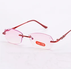 CLARA Diamond Cut Rimless Reading Glasses Women Men Ultralight Anti Blu Ray Anti Fatigue +0.75 +1 +1.25 +1.5 +1 75 +2 to +4
