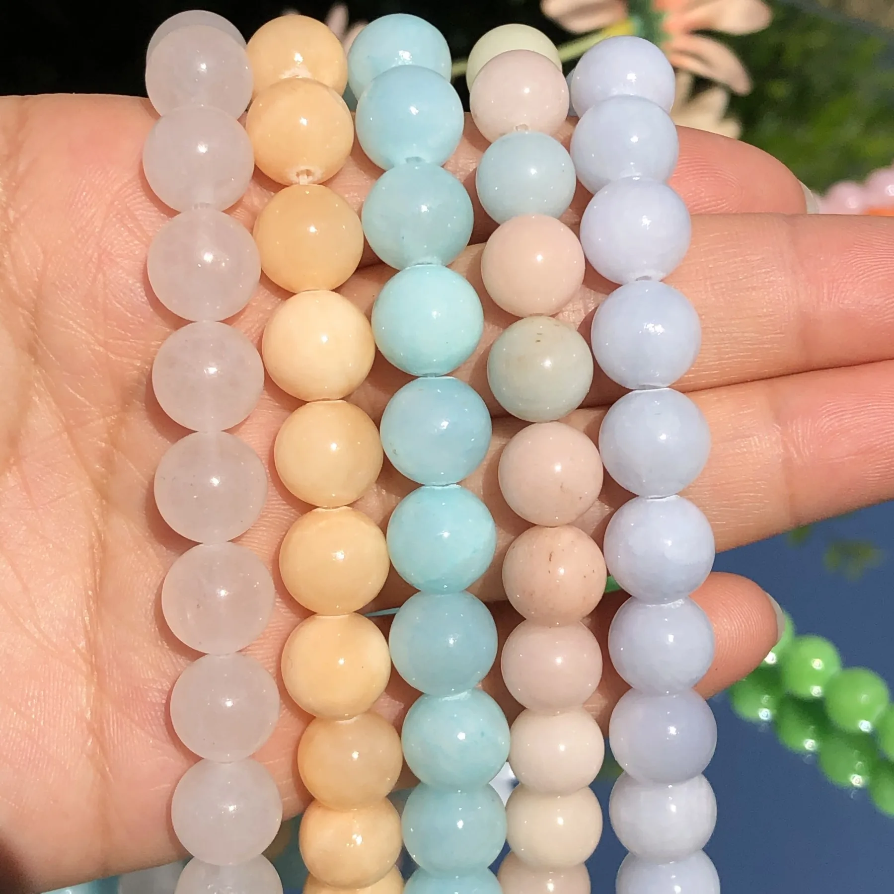 Chất Lượng Cao Xanh Jades Chalcedony Hạt Đá Tròn Nhiều Màu Sắc Rời Không Gian Siêu Tốc Hạt Trang Sức Làm Tự Làm Vòng Tay Vòng Cổ