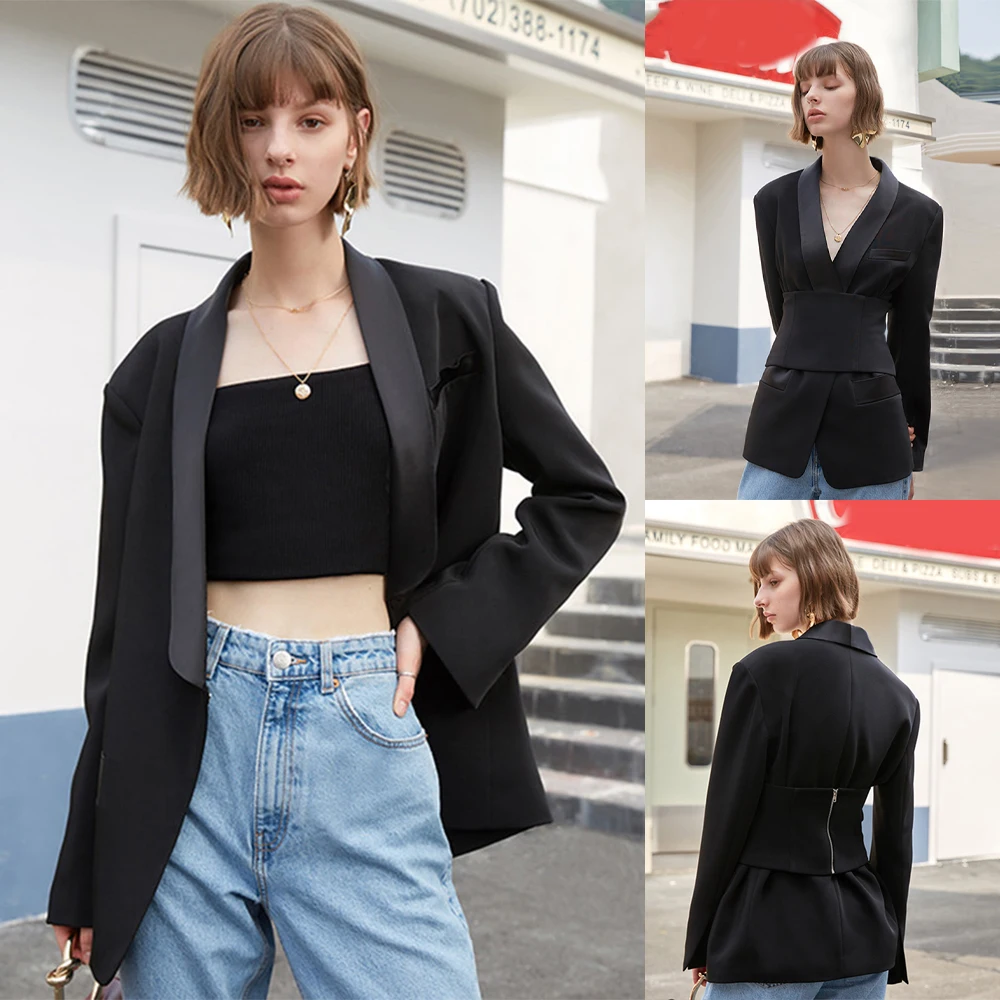 

Shawl Lapel Women Suits Casual Elegant Slim Fit Lace Up Tight Blazer Streetwear New Designed Daily Fashion Jacket 1 Piece