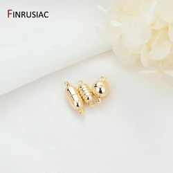 3 Types 14k Real Gold Plated Spherical Candy Shaped Magnetic Clasps For DIY Bracelets,Necklaces Jewelry Making Materials