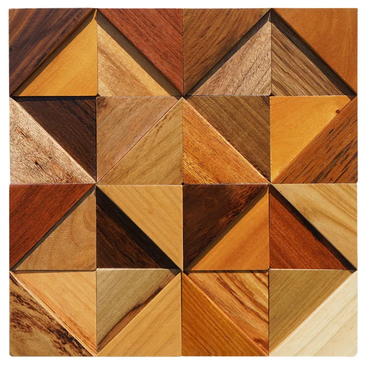 11 PCS 3D Wood Mosaic Backsplash Natural Wooden Wallboard Background Wall Tile DQ207