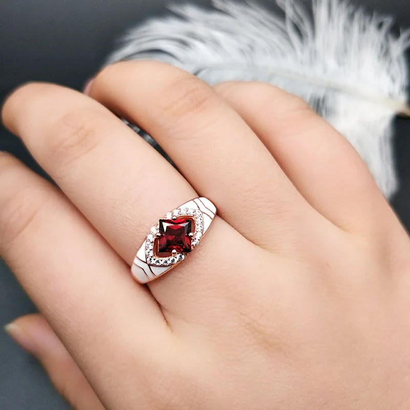 women Jewelry set natural Mozambique Garnet gemstone Fine Ring earring 925 sterling silver  for wife gift