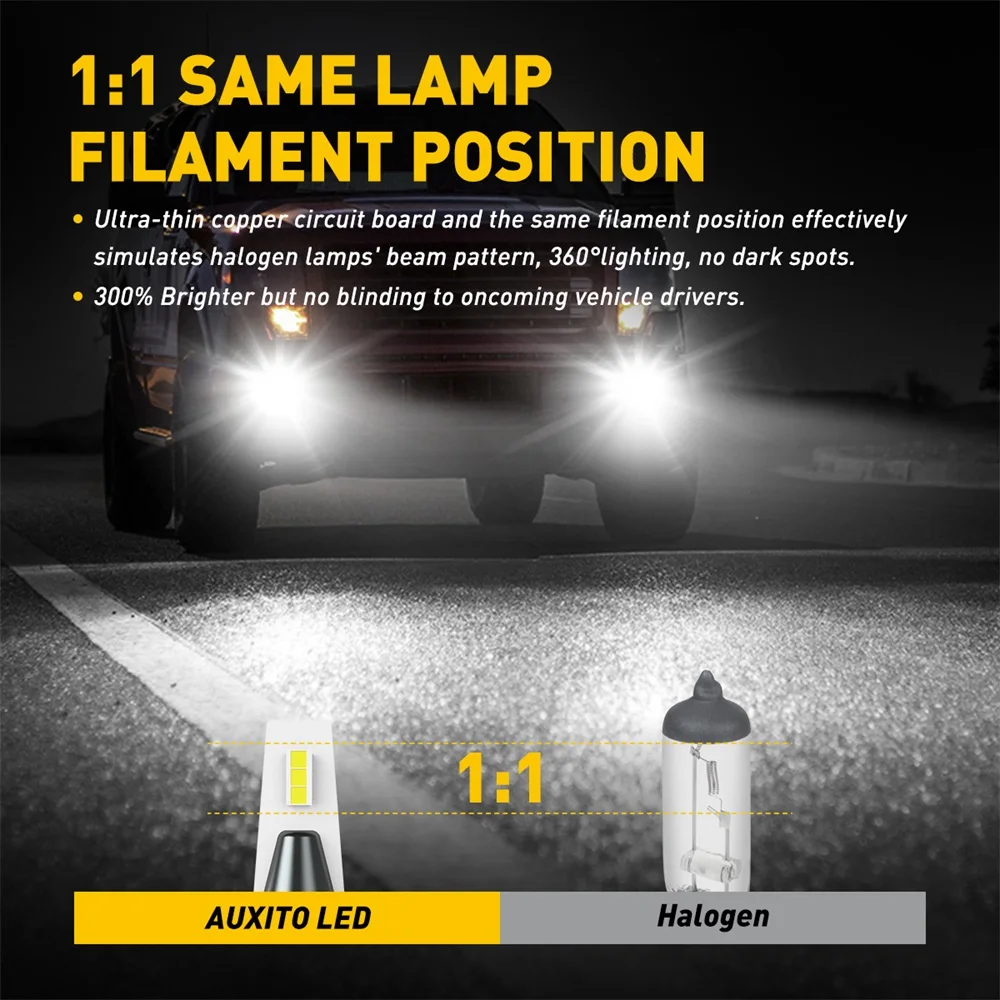 AUXITO 2Pcs H27 880 881 LED Bulb H27W/2 H27W/1 LED H27W Car Fog Light Driving Day Running Lamp Auto 12V 24V 2000LM 6500K White