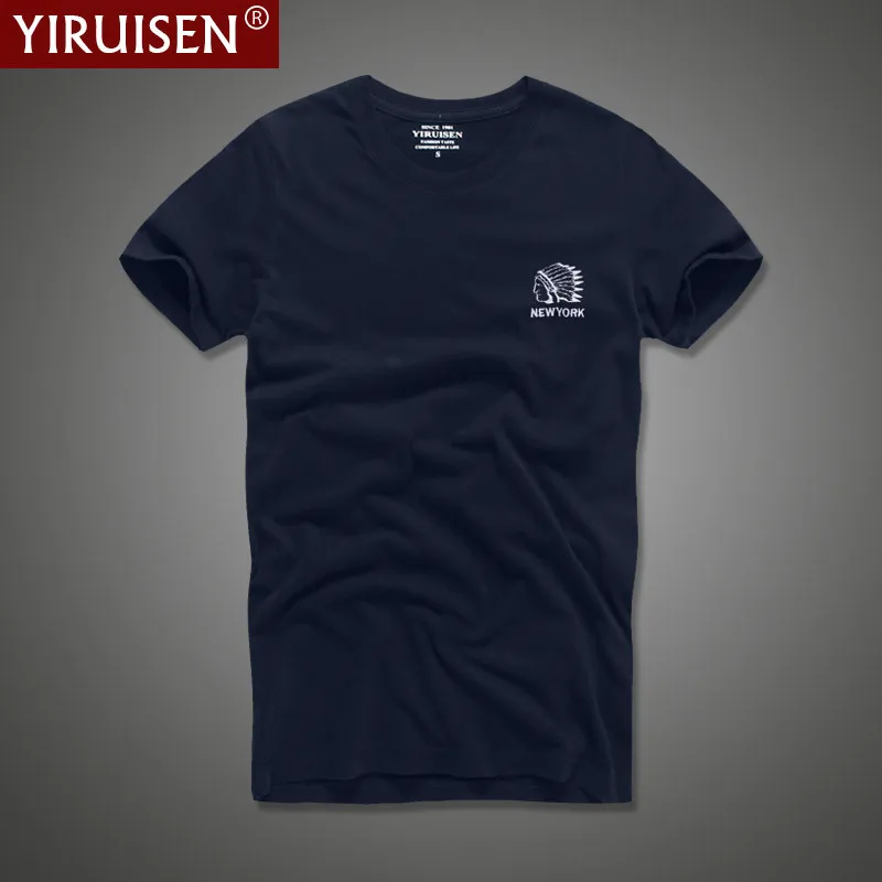 Solid Embroidery Men\'s T-Shirt YiRuiSen High Quality Breathable Tees Daily Comfortable Male Short Sleeve Vintage Fashion Shirt