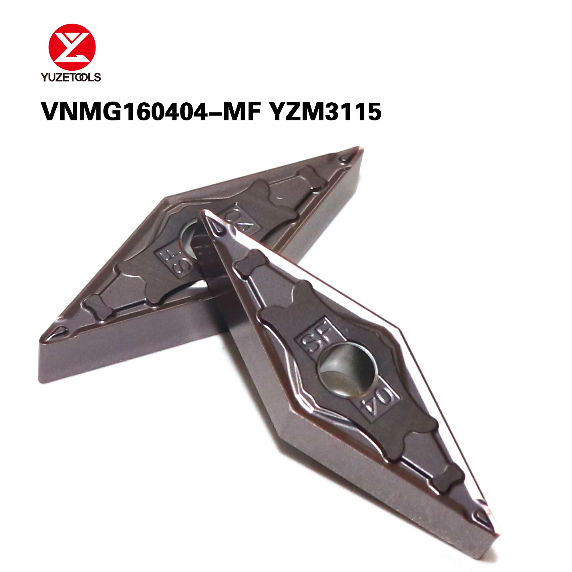 10pcs VNMG160404-MF YZM3115 CNC Turning Lathe Finish Stainless Steel Processing Machining Cutter Tungsten Carbide Inserts