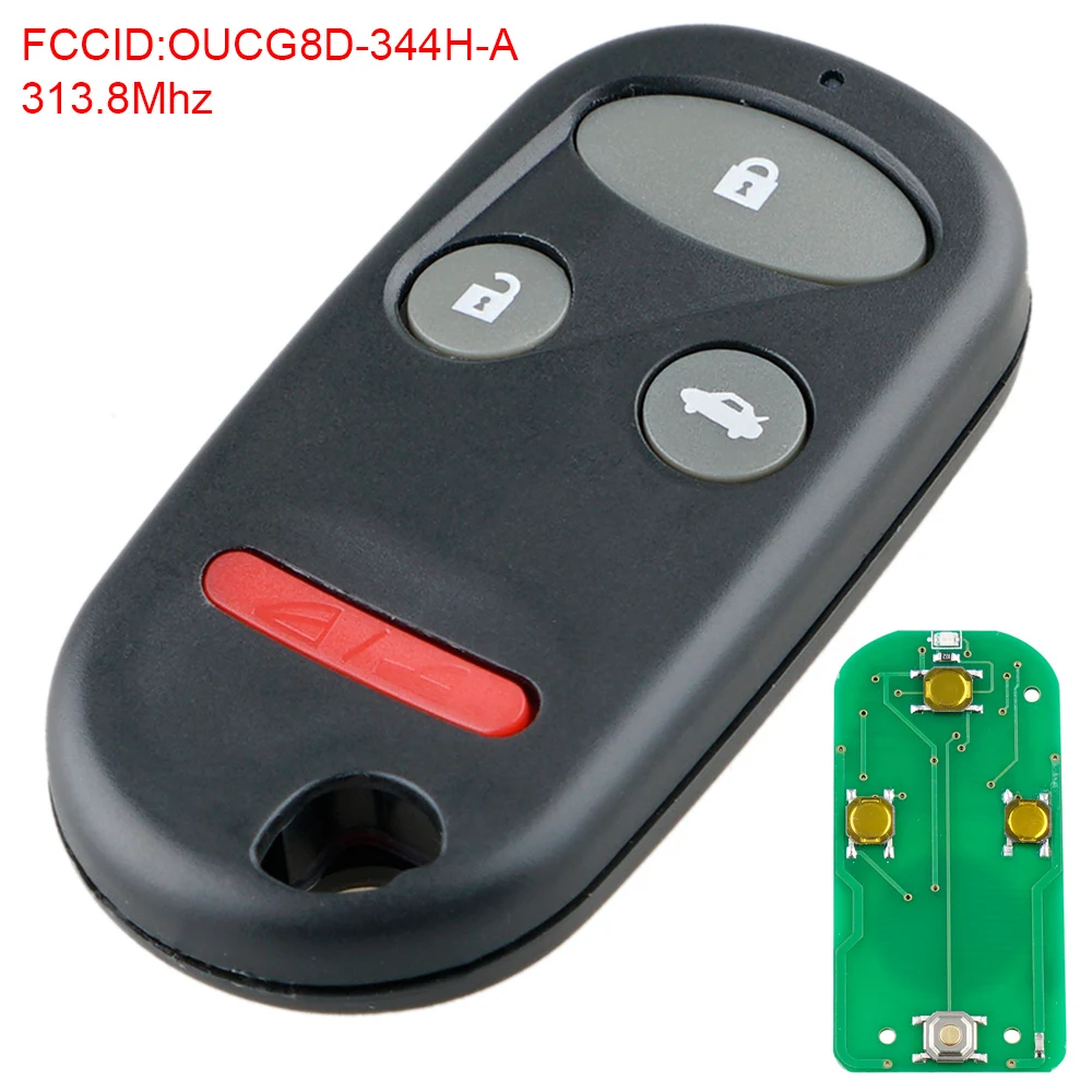 

313.8MHz 3+1 Button Keyless Entry Car Remote Key Fob OUCG8D-344H-A Fit for 2002 2003 2004 Honda Accord CRV S2000 Civic Odyssey