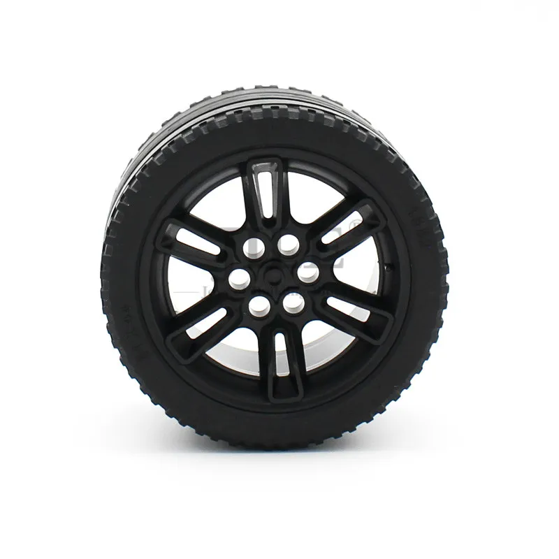 4set Technology Wheel 62.3 D.x42 Racing Large with Black Tire 81.6x44 ZR 23800 23799 Compatible 911 Building Blocks Bricks Car