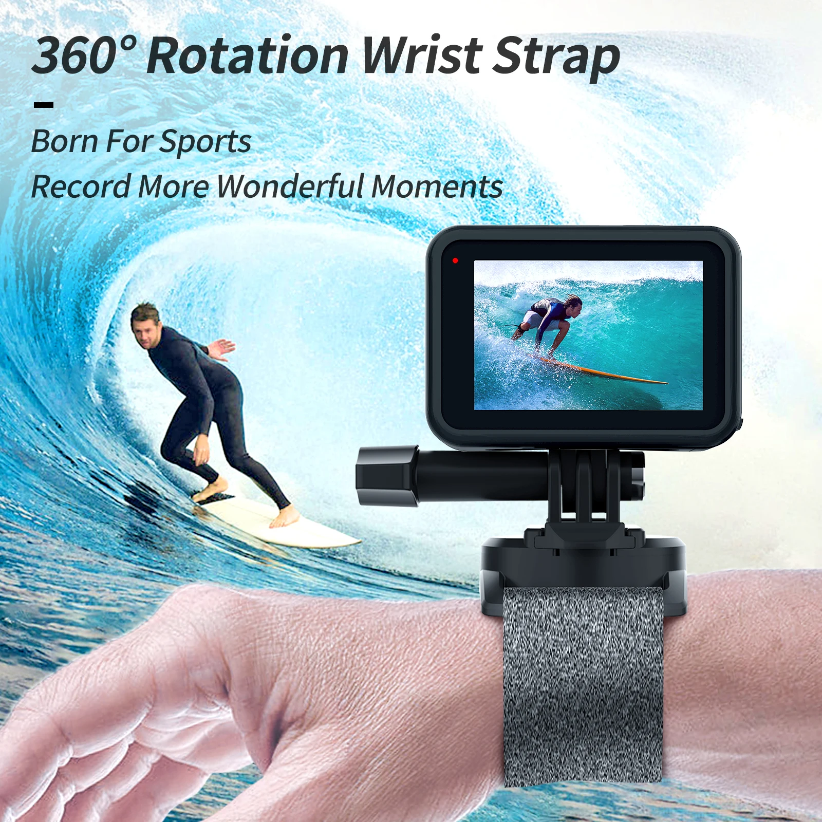 TELESIN 360° Rotation Hand Wrist Strap Quick Adjustment Angle Mount for GoPro Hero 10 9 8 7 6 5 Insta360 Osmo Action SJCAM Eken