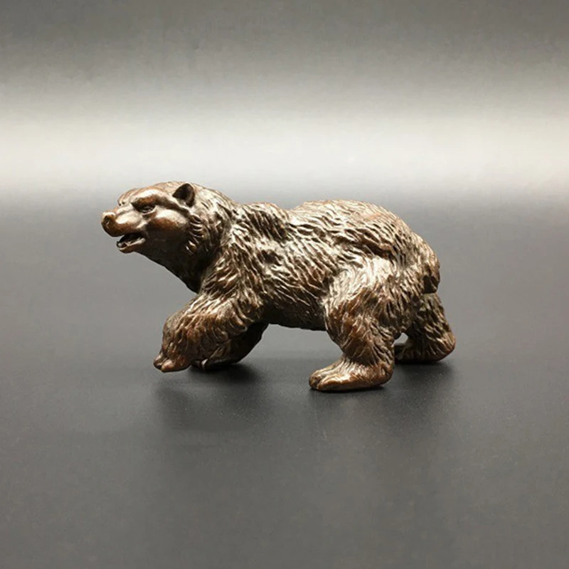 

Antique Bronze Polar Bear Statue Decorations Solid Copper Big Brown Bear Miniatures Figurines Strong Animal Sculpture Tea Pets