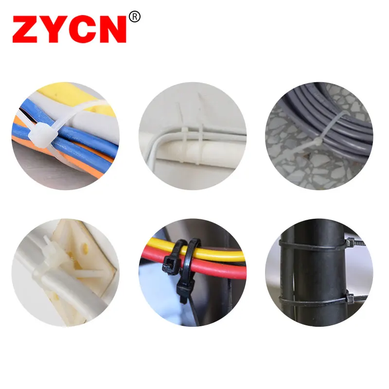 ZYCN 300pcs Plastic Cable Tie Self-Locking Black Set 3*100 3*150 4*200mm Wraps Ring Loop Nylon Wire Zip Industrial Fasteners