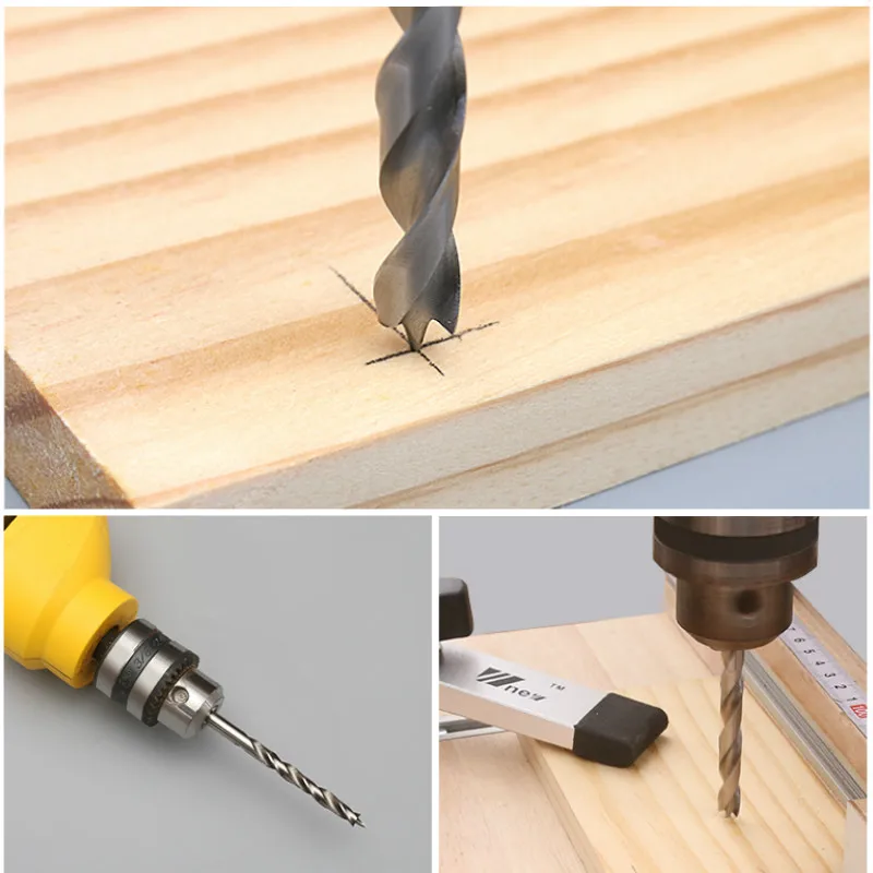 5-10mm Tenon Hole Punching Drill Bit Triple-point Dowel Opener Sharp Bit and Limit Rings Depth Drill Stop Collars Ring