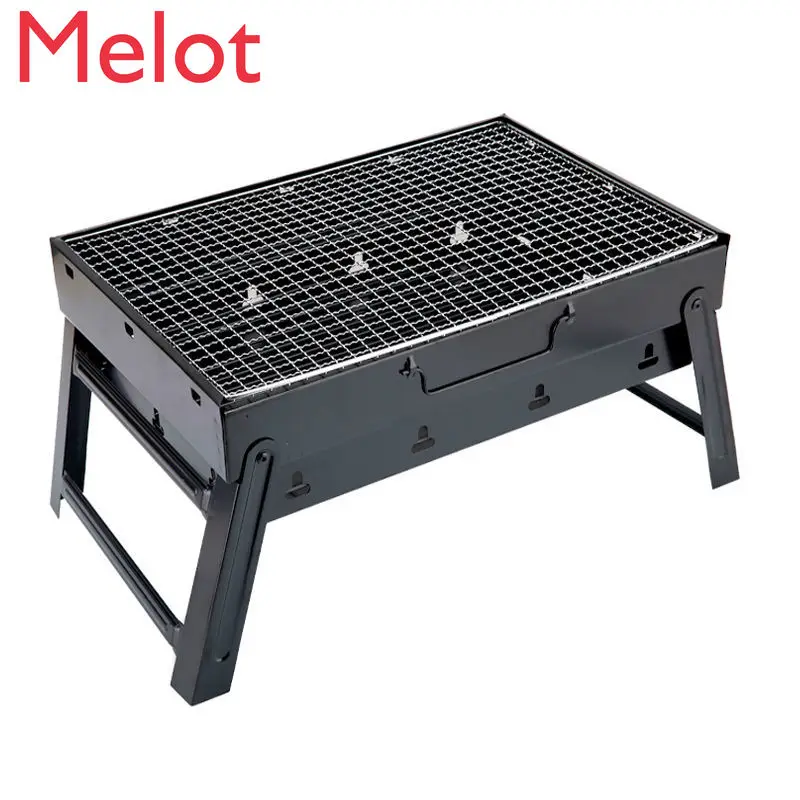 Barbecue Grill Outdoor Charcoal Oven Household Portable BBQ Thickened Barbecue Box Full Set of Barbecue Tools for 3-6 People