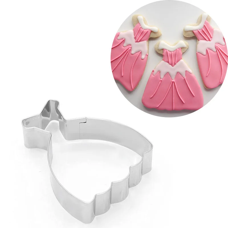 Fashion Dress Cookie Cutter Stainless Steel Biscuit Knife Baking Fruit Cut Kitchen Tools Embossing Printing 