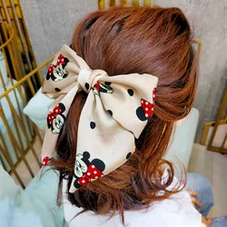 New Wide-Brimmed Mickey Bow Hairpin All-match Minnie Handmade Fabric Spring Clip Cute Hair Accessories Girl