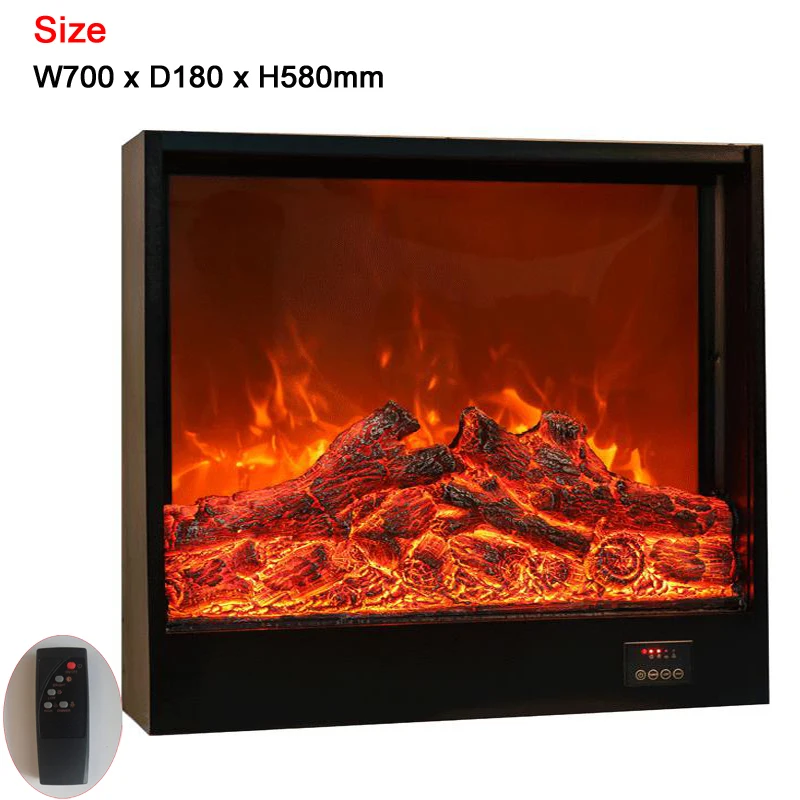 Warming Firebox Electric Fireplace Insert LED Burner Optical Artificial Fire Emulational Charcoal Flame Decoration