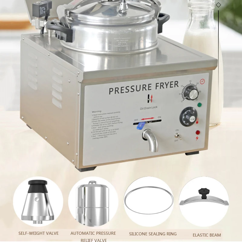 r 220V/3000W Electric Pressure Fryer with Constant Temperature Food Oven Fryer YXDT-16 Desktop Single Cylinder Frye