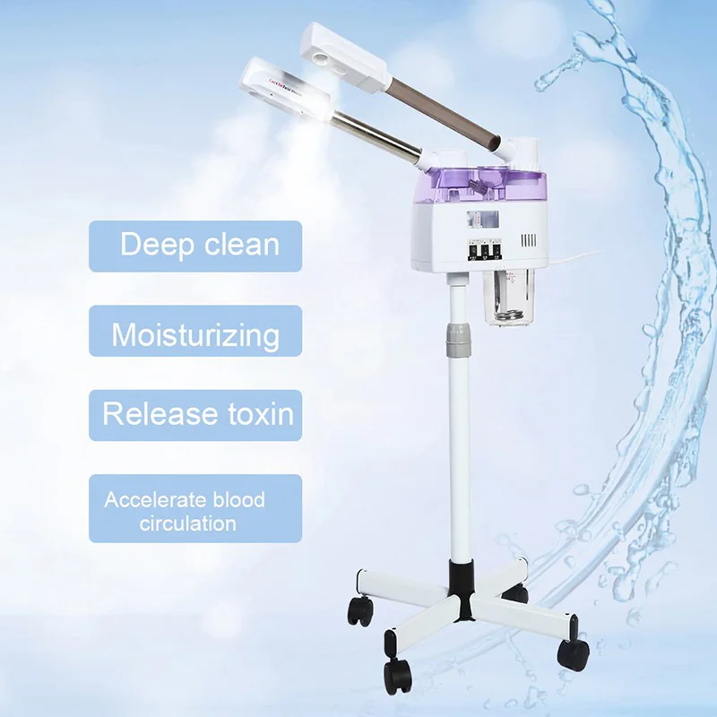Ozone Steaming Ion Face Vaporizador Máquina de Pulverizador Quente e Frio Vaporizador de Pedestal Facial, Steamer for Home Spa, Cuidados com a pele