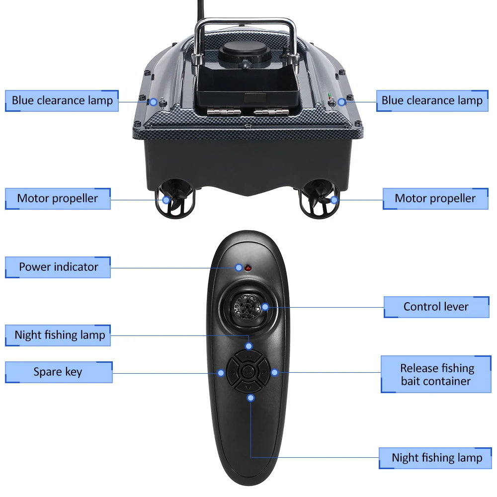 RC Bait Boat C118 Wireless Intelligent Remote Control Fishing Boat 500M Night Light Lure Fishing Ship One Key Fixed Speed Cruise