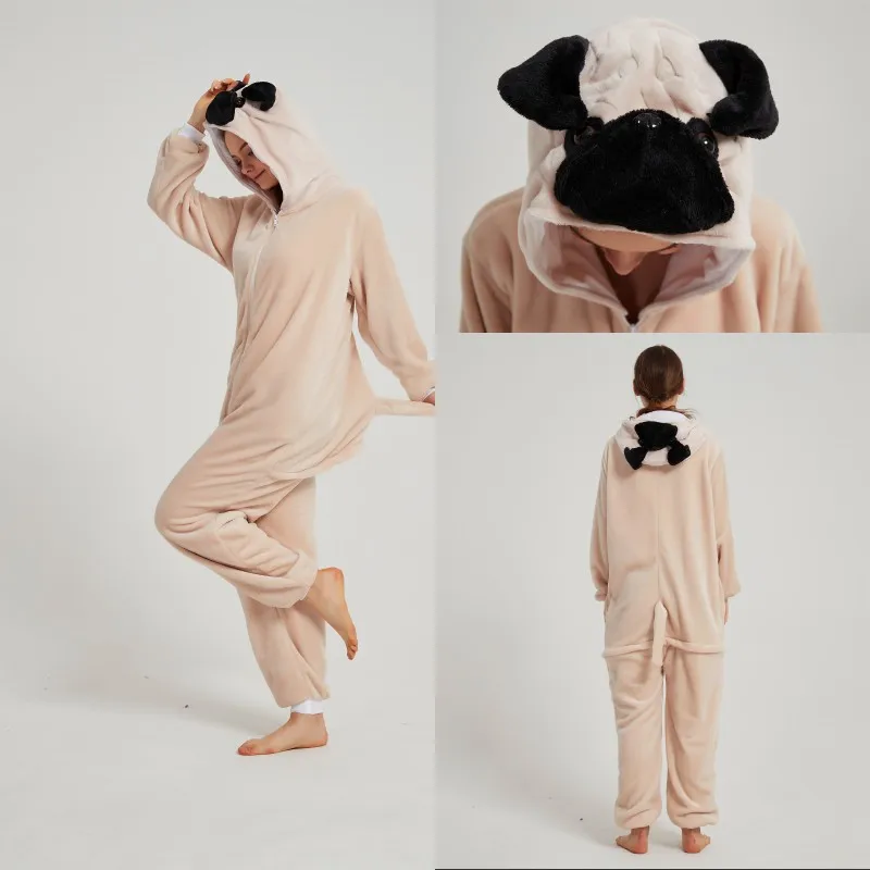 

Shar Pei Dog Onesies Pajamas Anime Kigurumi Winter Flannel Animal Cosplay Costumes Sleepwear Jumpsuit Warm Overall