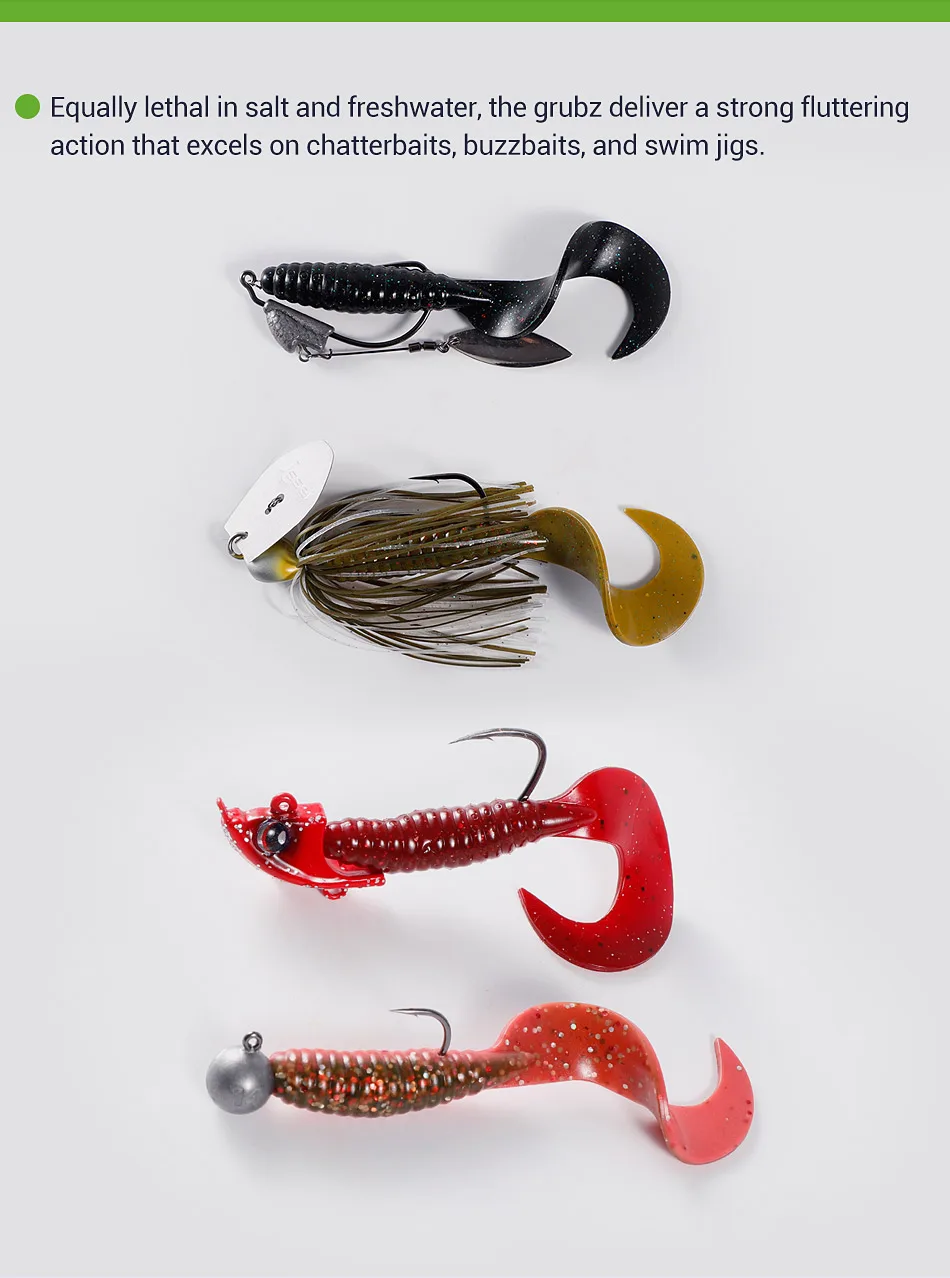 Bassland Silikonköder Grub Wurm 60 mm 85 mm lockiger weicher Angelköder künstliche Jigging-Wobbler Bass Pike Isca Leurre – Detail 4