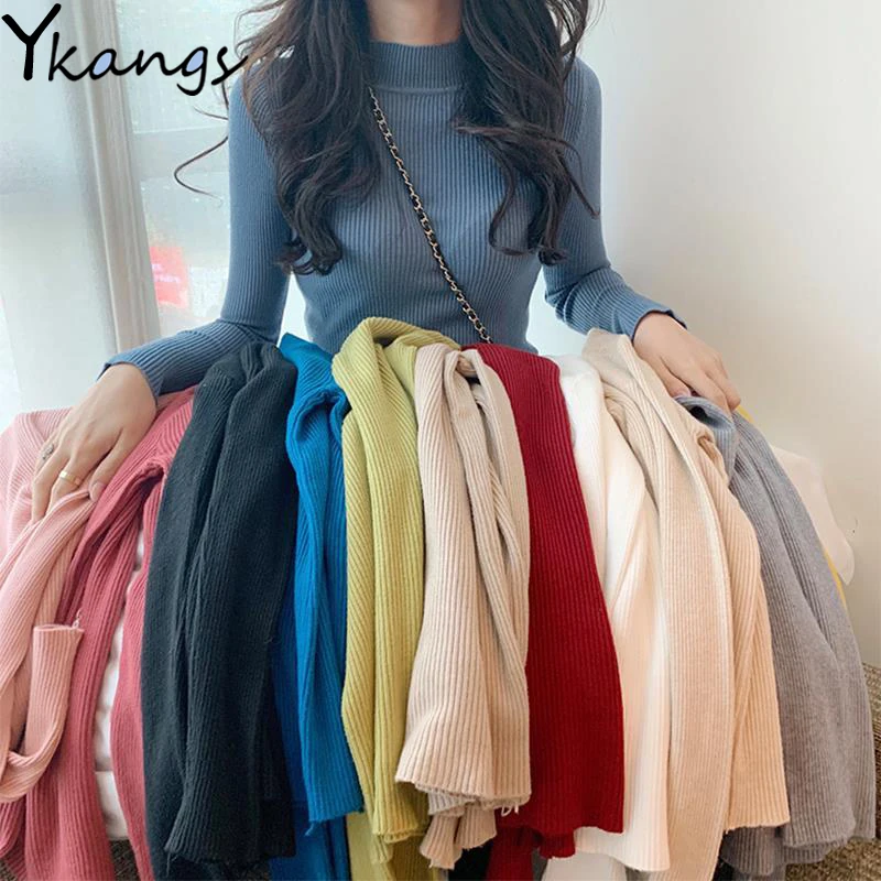 

Winter Knitting Sweater Pullovers Women Long Sleeve Tops Turtleneck Knitted Sweater Chic Woman Clothes Female Casual Streetwear