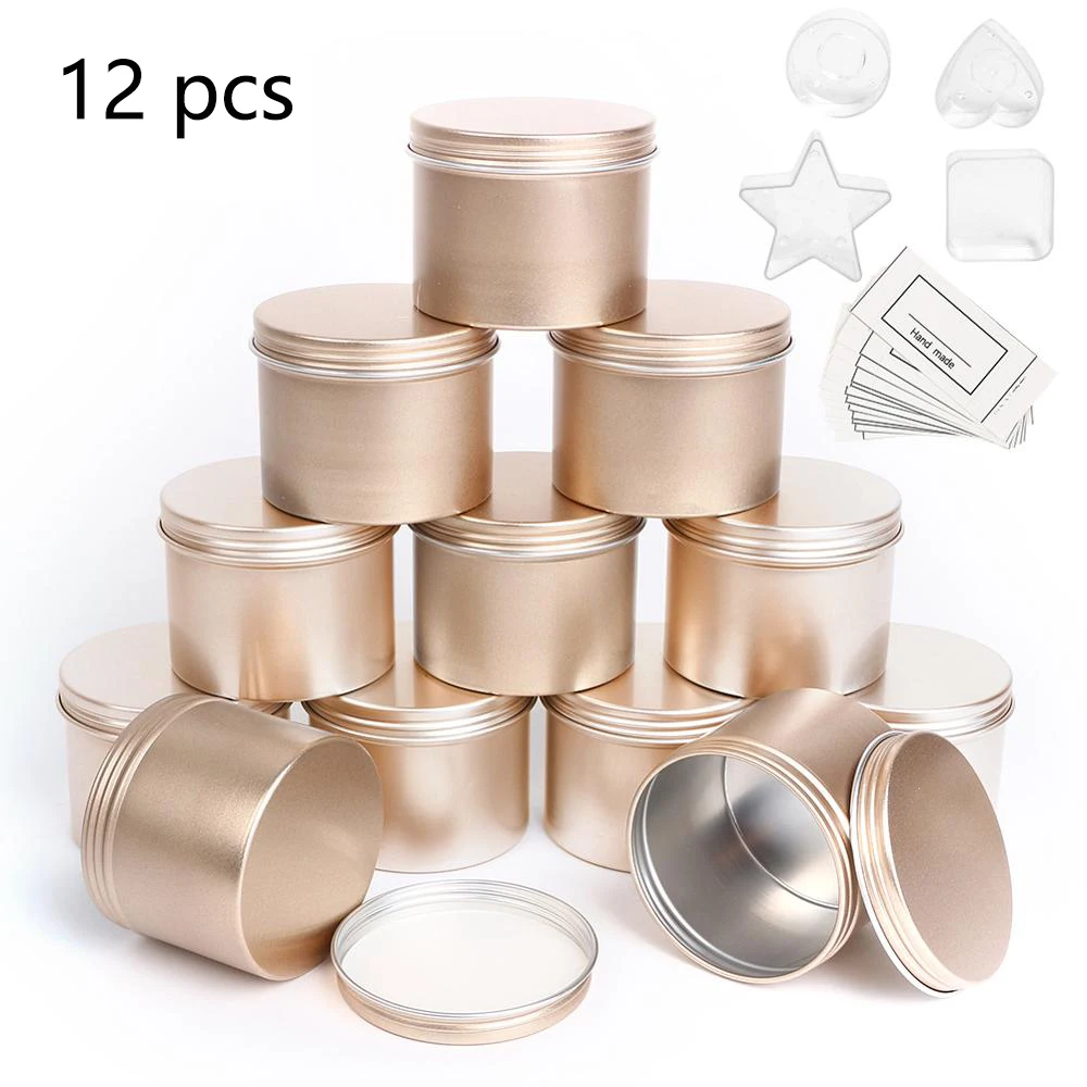 3.52oz Round Metal Tin Box Candle Tin Black Aluminum Jar Storage Empty Pot Plain Screw Top Cans Cream Cosmetic Container