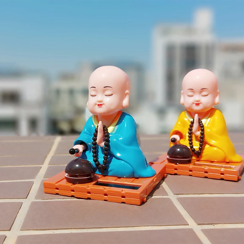 Solar Shake Head Little Monk Car Decoration,Bring Peace and Good Fortune Ornaments, Home Decoration Crafts,Decorative Mascot